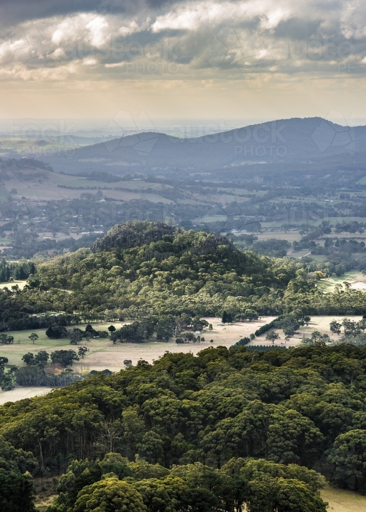 View of Hanging Rock from Mount Macedon - Australian Stock Image