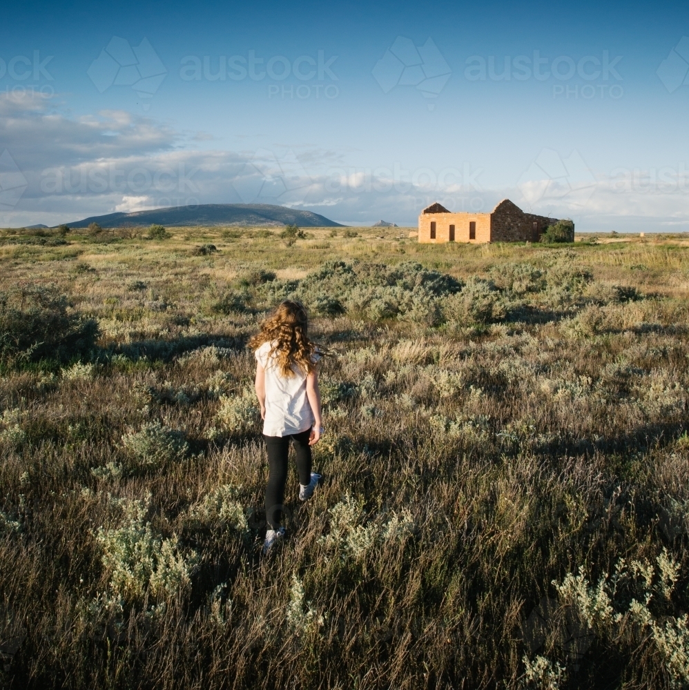 View of historical building in outback bush setting - Australian Stock Image