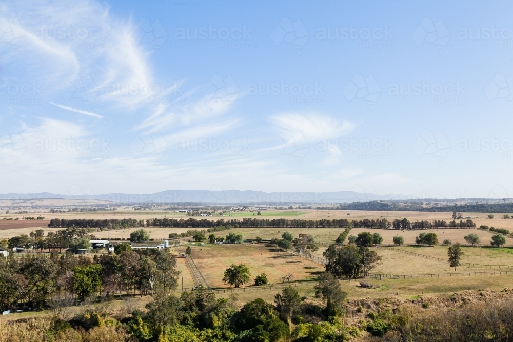 View of horse stud farm paddocks - Australian Stock Image