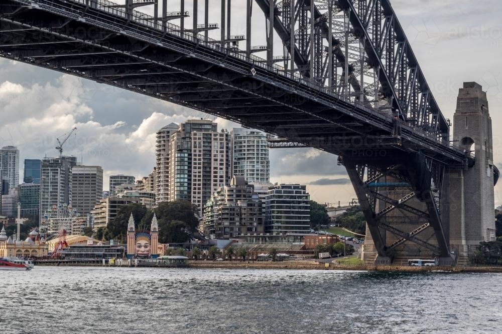 View of Luna Park under the Sydney Harbour Bridge - Australian Stock Image