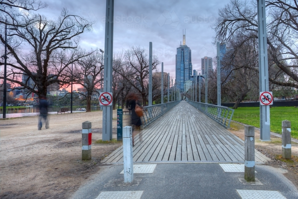 View of Melbourne from Birrarung Marr - Australian Stock Image
