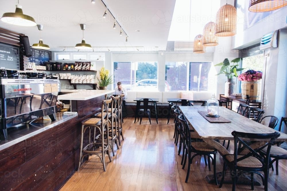 View of modern cafe interior - Australian Stock Image
