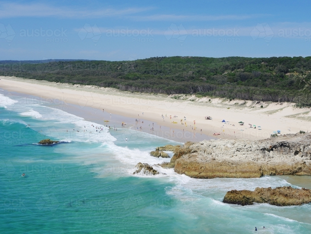View of Point Lookout Beach at North Stradbroke Island - Australian Stock Image