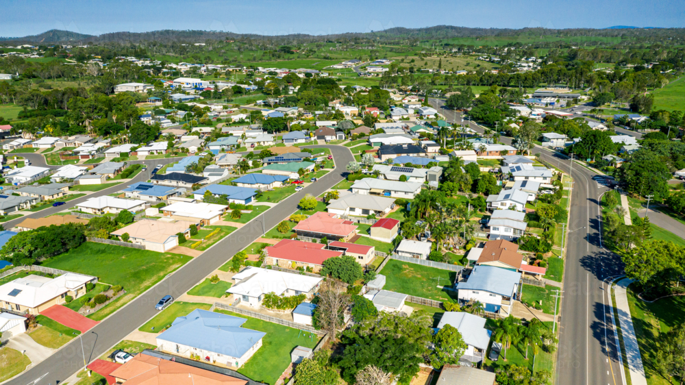 View of residential area in Calliope - Australian Stock Image