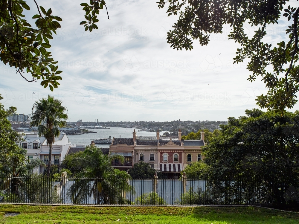 View of Sydney city skyline from park - Australian Stock Image