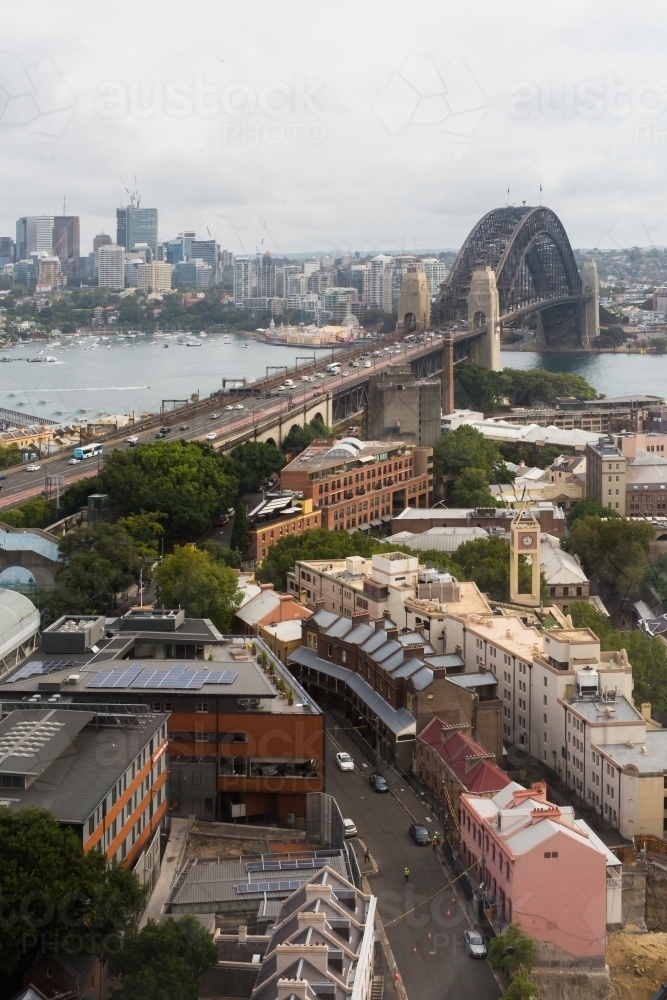 View of Sydney Harbour Bridge and the Rocks - Australian Stock Image