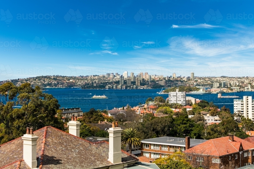 View of Sydney harbour over various properties - Australian Stock Image