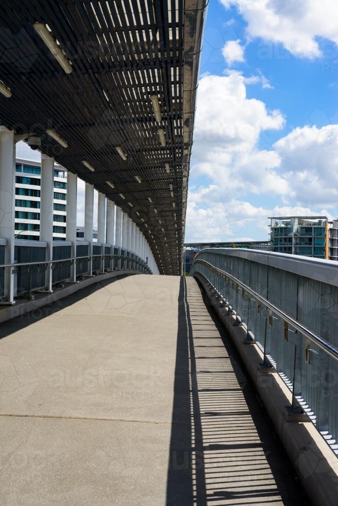View of the pedestrian and bikeway on the Go Between Bridge over the Brisbane River - Australian Stock Image