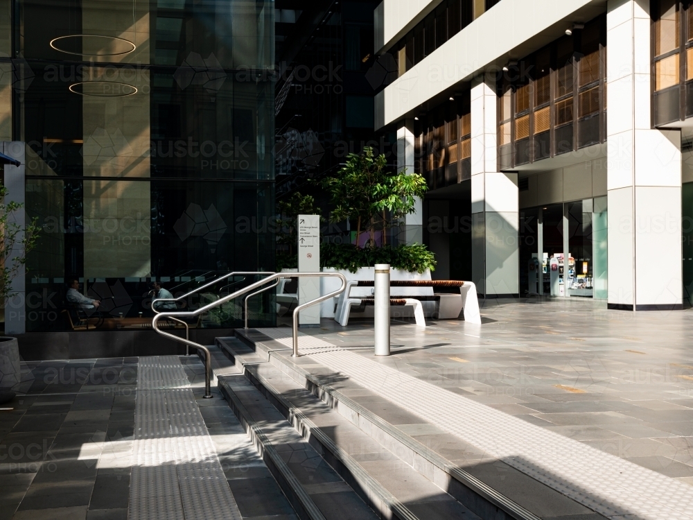 View of walkway and steps between city buildings - Australian Stock Image