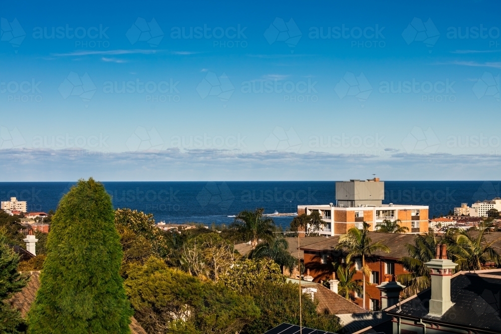 View over coastal properties to ocean - Australian Stock Image