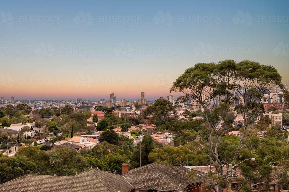 View over houses and bushland in Sydney - Australian Stock Image