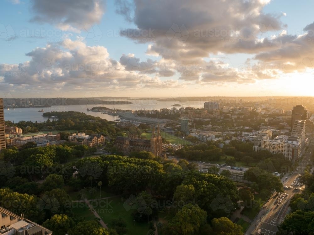 View over Hyde Park towards Sydney Harbour - Australian Stock Image