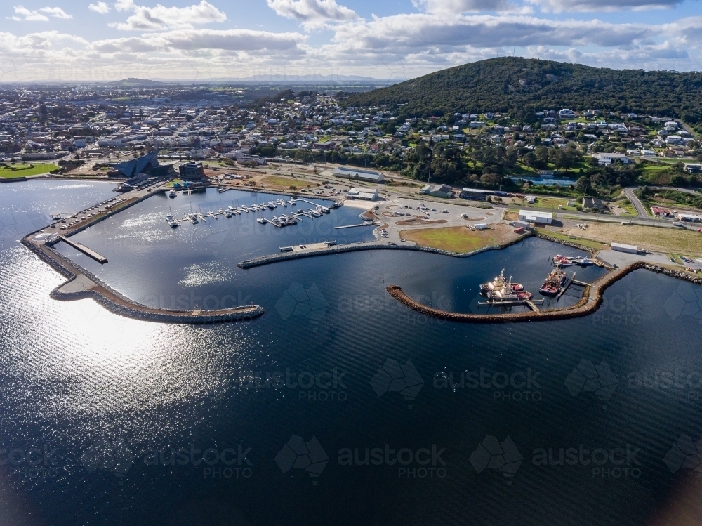 view over the harbour at Albany with breakwater and marina - Australian Stock Image