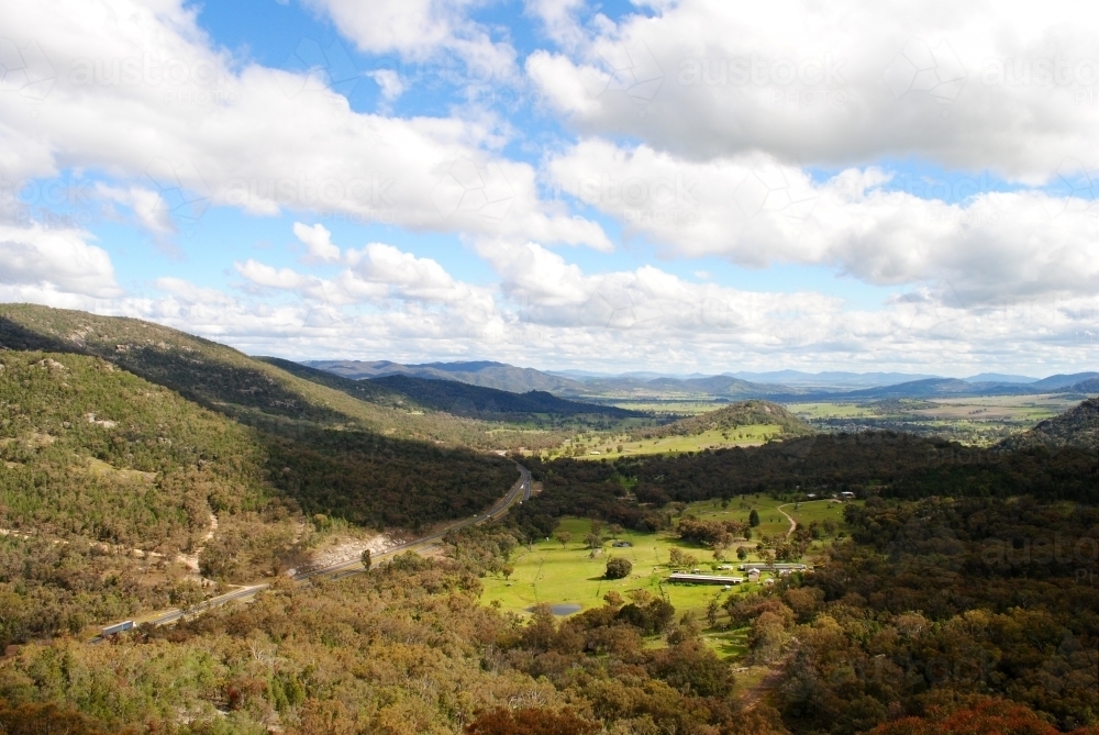 View over the New England Highway from the Moonbi Lookout - Australian Stock Image