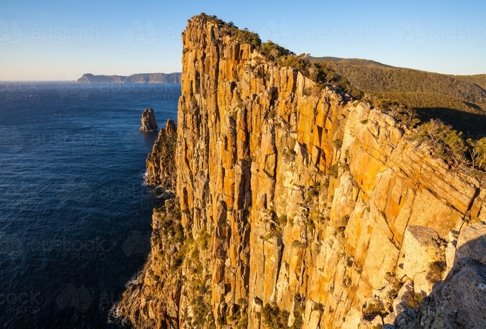 View to Cape Pillar from Cape Huay - Tasman National Park - Tasmania - Australian Stock Image