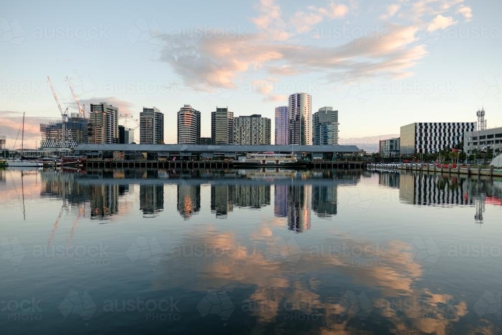 View to North of Victoria Harbour, Docklands, Melbourne - Australian Stock Image