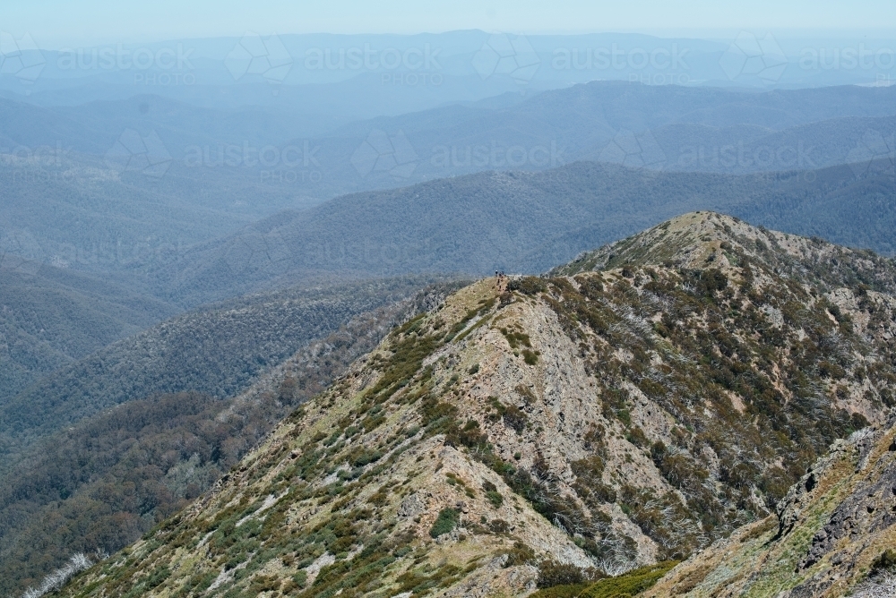 View toward Mansfield from West Ridge trail, Mt Buller - Australian Stock Image
