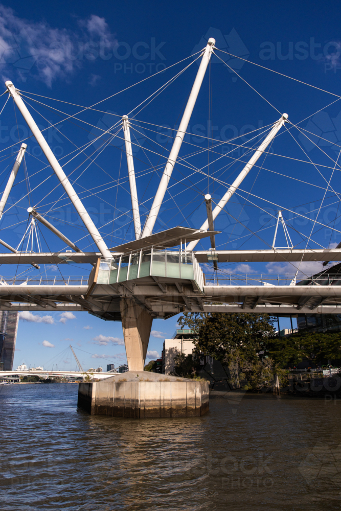 viewing platform on a pedestrian bridge over a river - Australian Stock Image