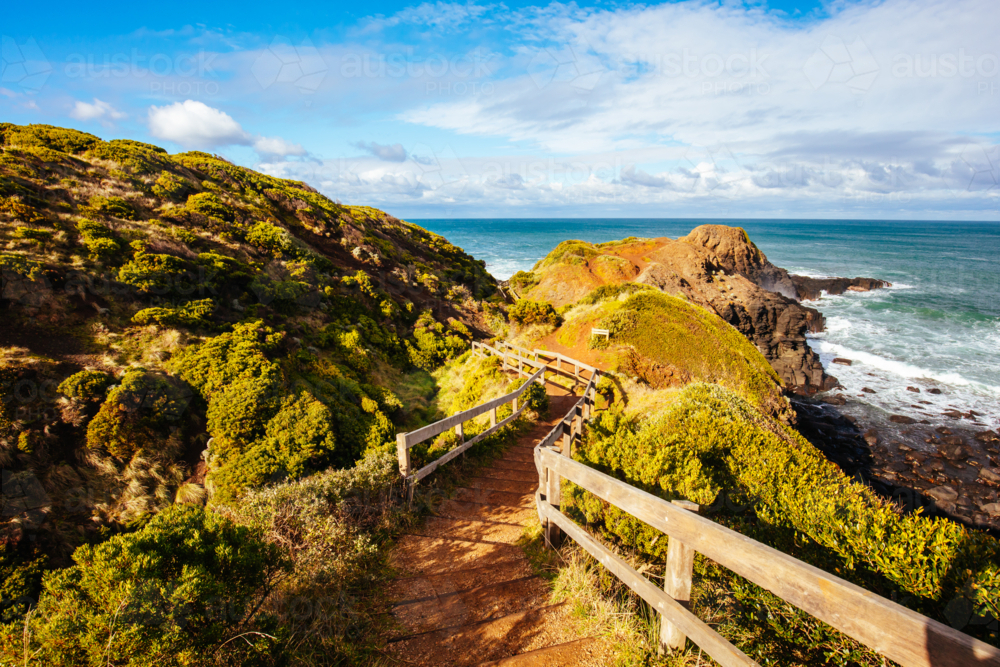 Views around the popular tourist attraction of Flinders Blowhole on a cool winter's day - Australian Stock Image