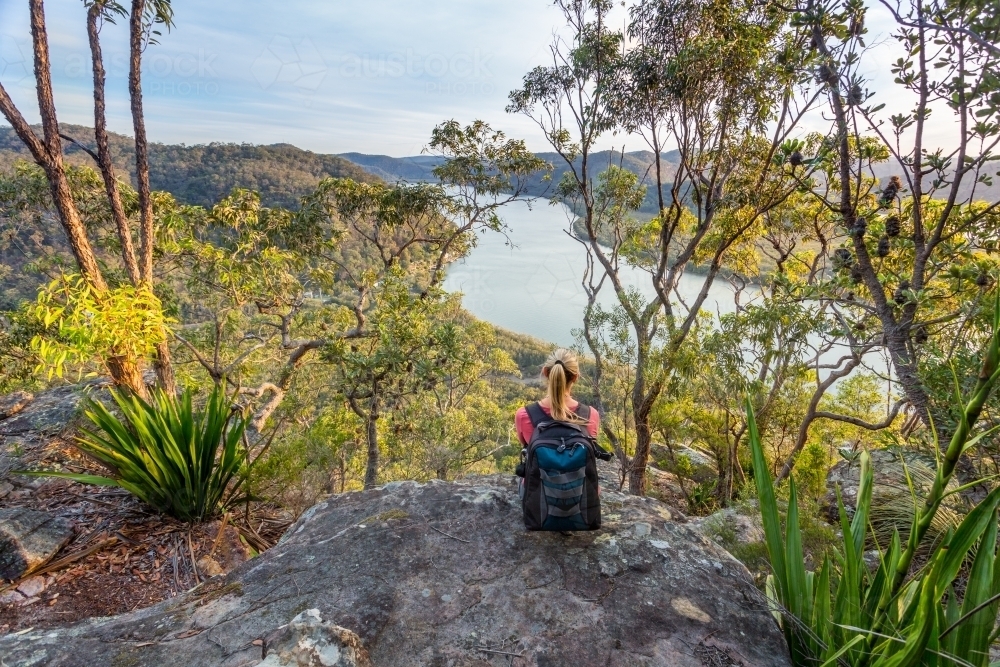 Views over river from the Australian bushland - Australian Stock Image