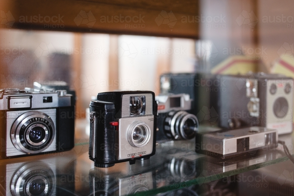 Vintage Cameras on display - Australian Stock Image