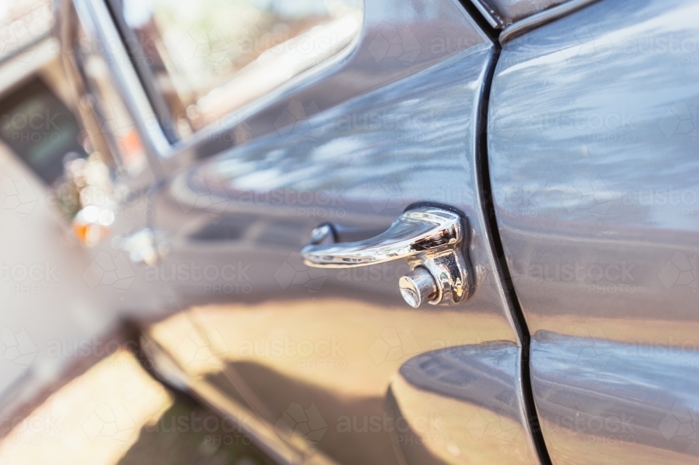 Vintage car abstract detail, door handle - Australian Stock Image