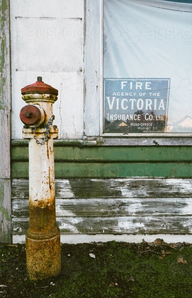 Image of Vintage fire hydrant in country town Austockphoto