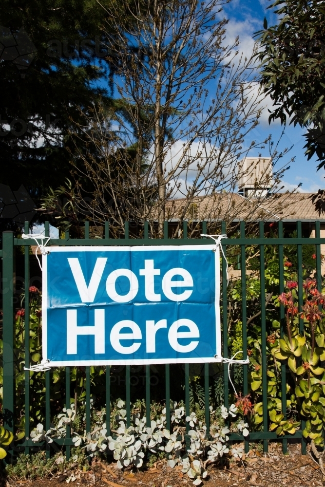 Vote here sign - Australian Stock Image