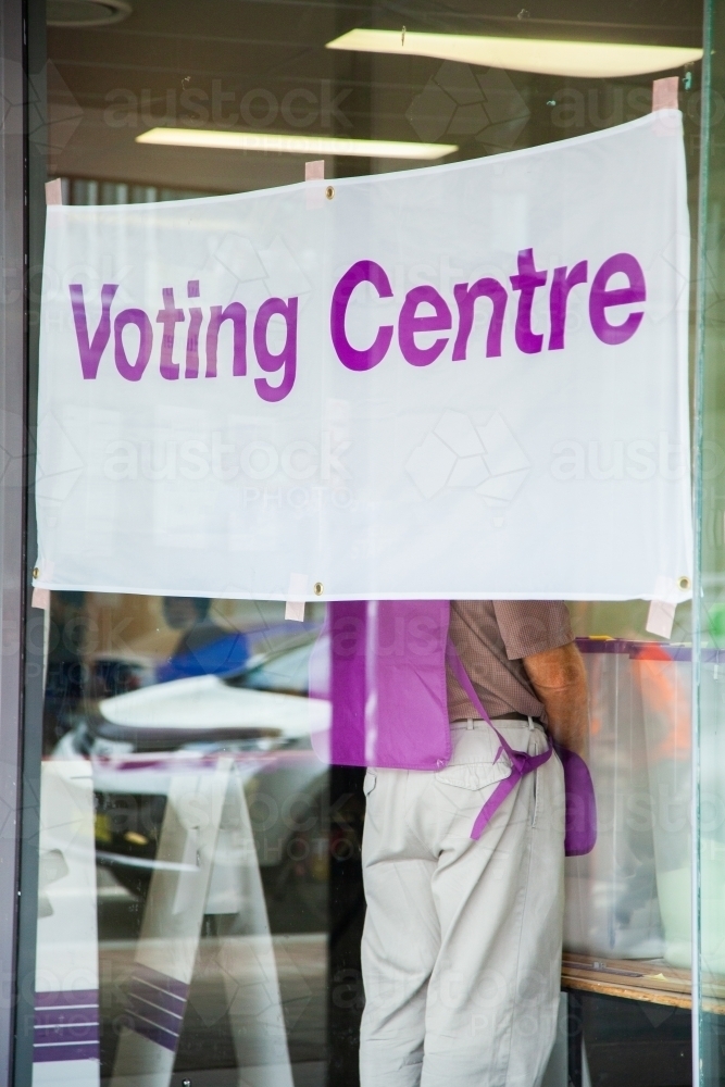 Voting Centre for pre-polling for state election - Australian Stock Image
