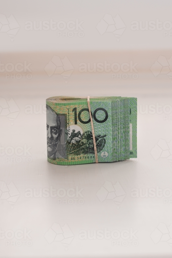 wad of australian $100 notes - Australian Stock Image