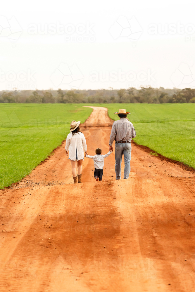 Walking along Country Road - Australian Stock Image