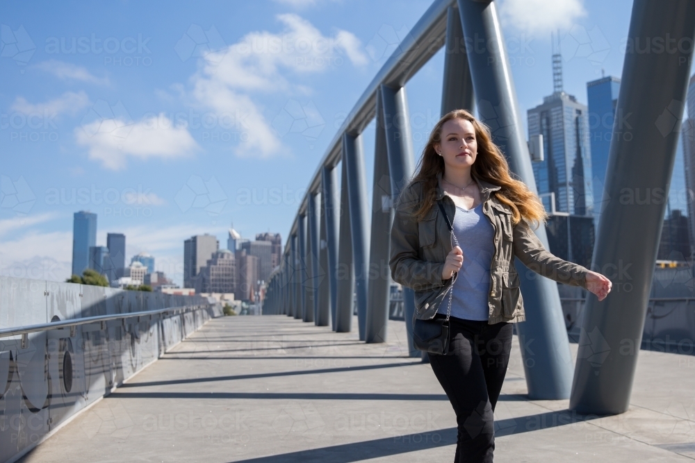 Walking from Melbourne City to MCG - Australian Stock Image