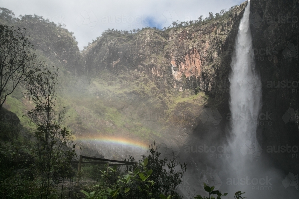 Wallaman Falls with rainbow - Australian Stock Image