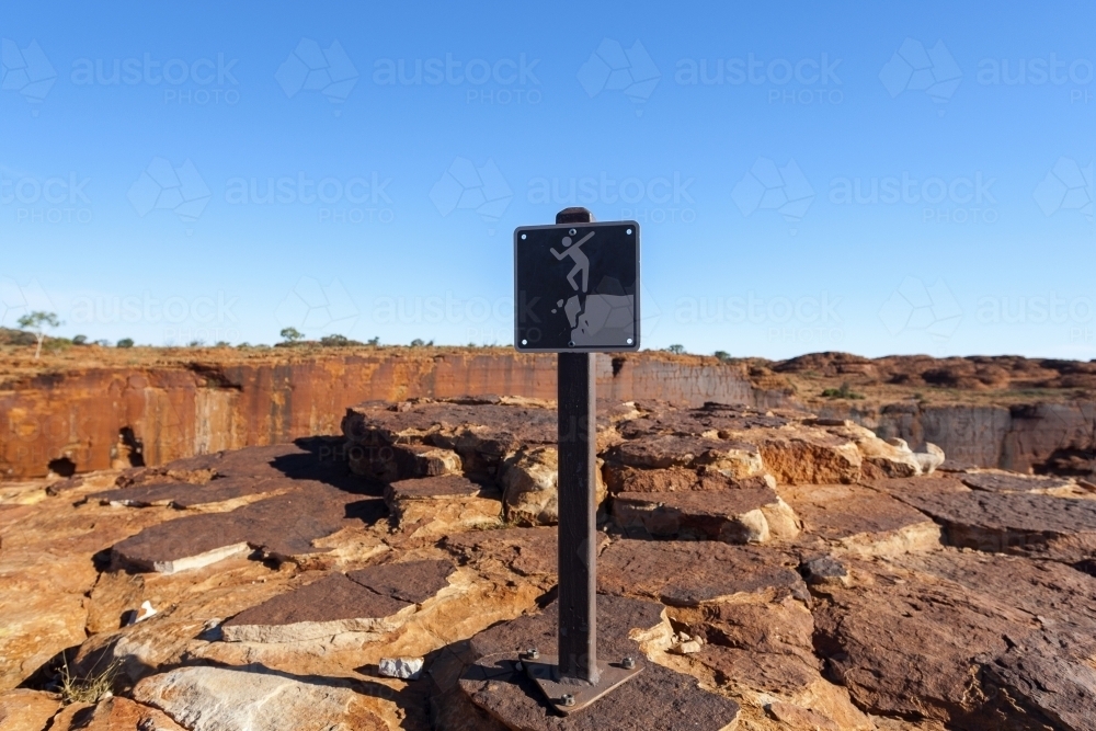 Warning sign at Kings Canyon - Australian Stock Image