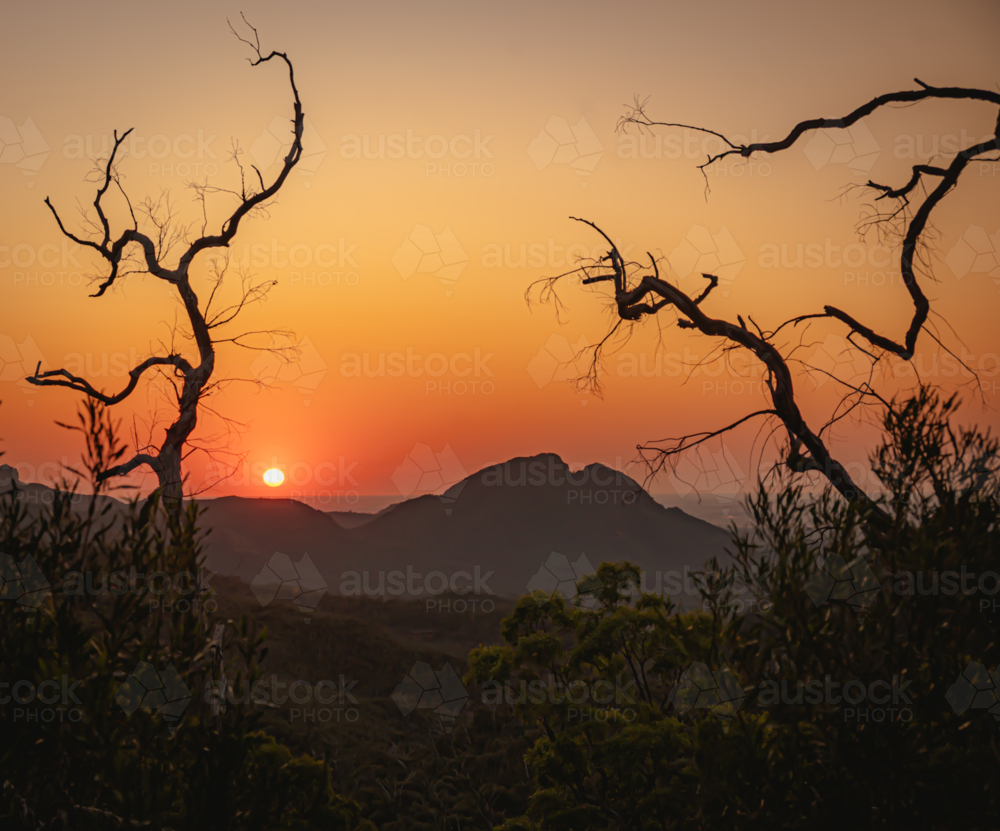 warrumbungle sunset - Australian Stock Image