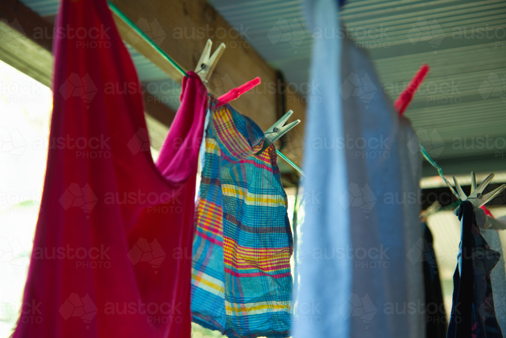 Washing on the line, laundry day - Australian Stock Image