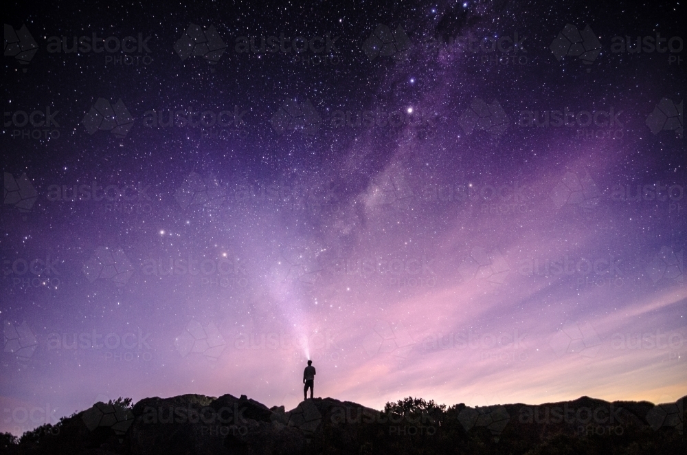 Watching Night Sky Turn into Day - Australian Stock Image