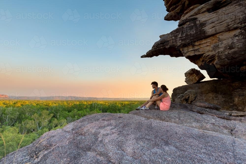 Watching sunset - a Kakadu Lookout - Australian Stock Image