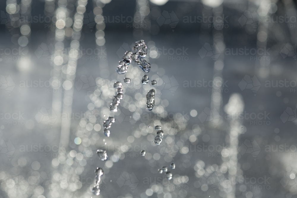 Water droplets in water feature fountain - Australian Stock Image