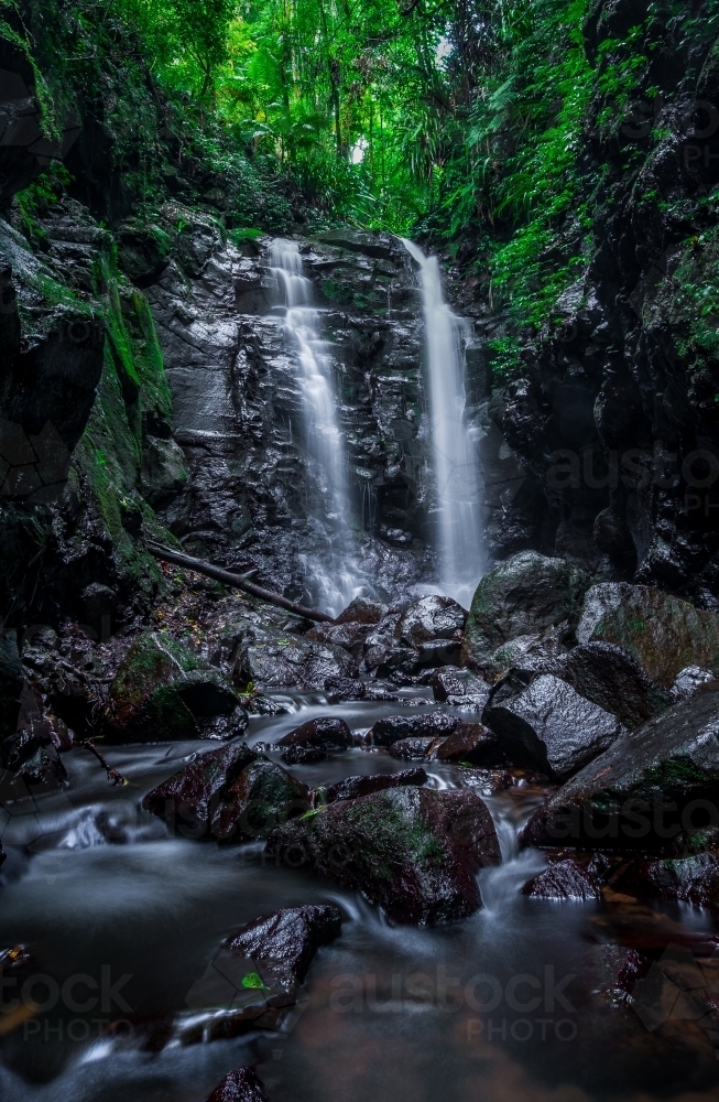 Waterfall in rainforest - Australian Stock Image