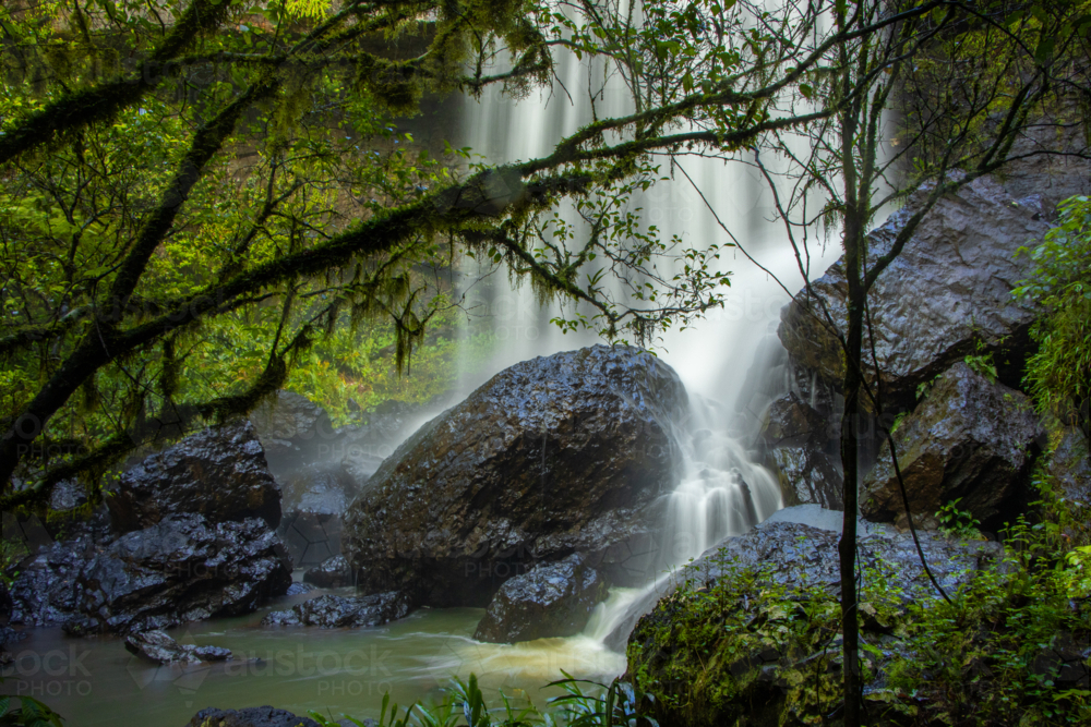Waterfall on rock - Australian Stock Image