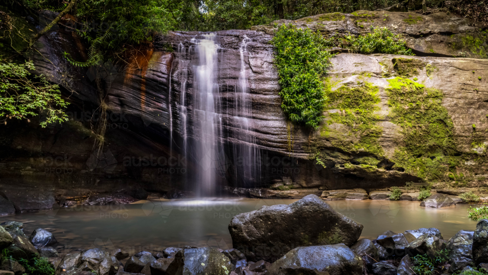 Waterfall over rocks - Australian Stock Image
