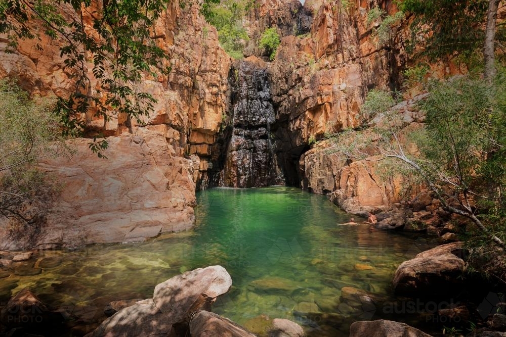 Waterhole in rocky gorge - Australian Stock Image