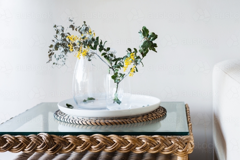 wattle in a vase - Australian Stock Image