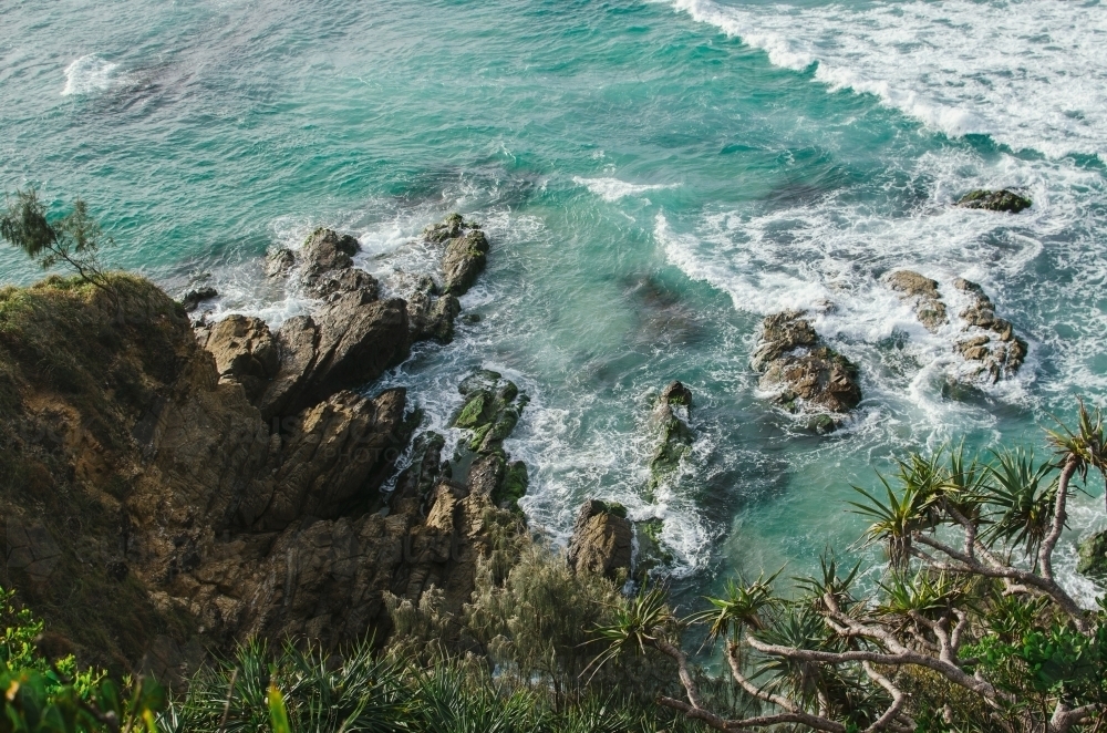 Waves at a cliff - Australian Stock Image
