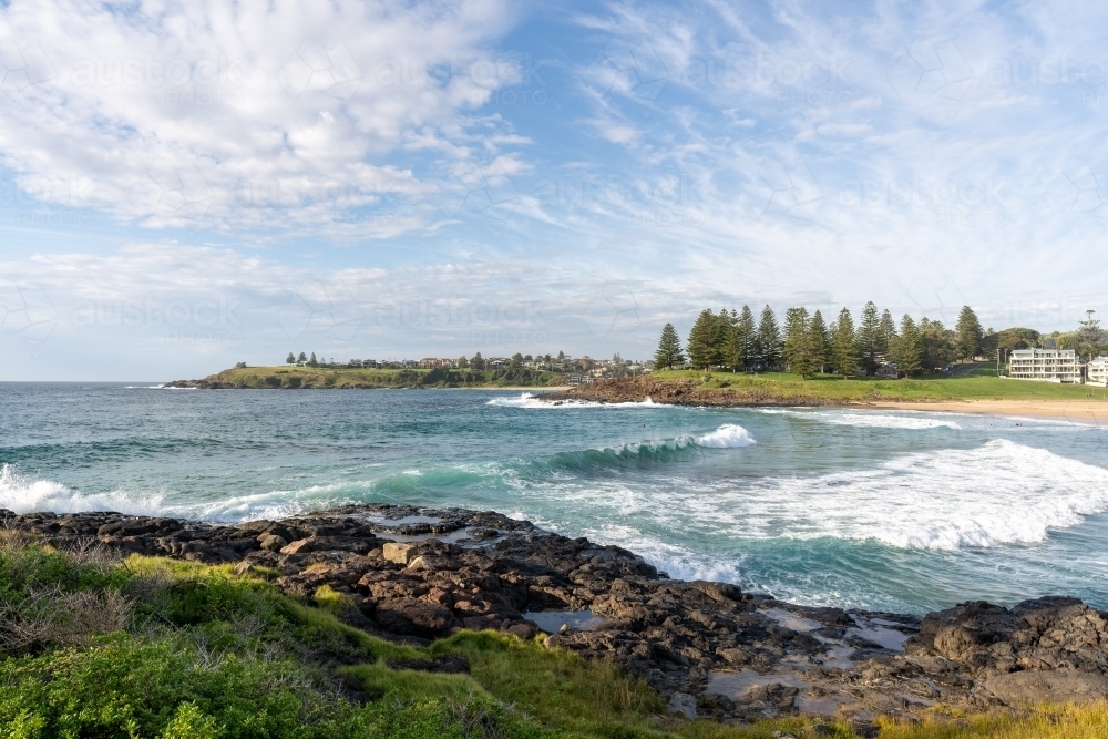 Waves breaking at Surf Beach in Kiama - Australian Stock Image