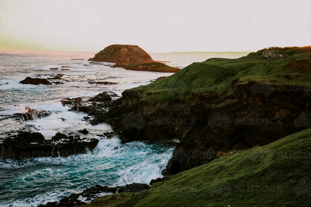 Waves crashing against the Phillip Island coastline - Australian Stock Image