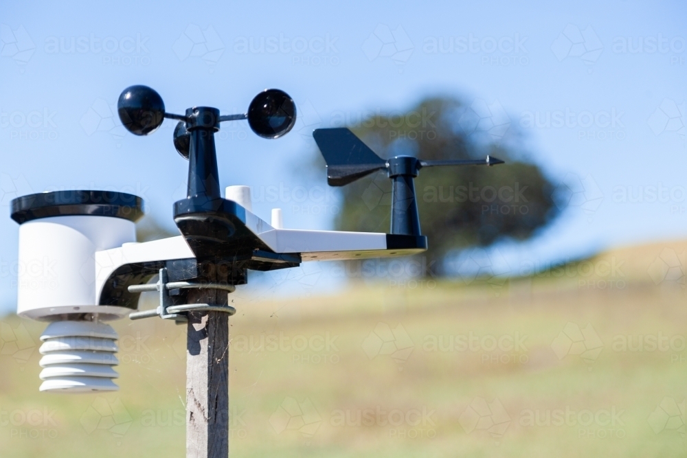 Weather station weathervane on farm - Australian Stock Image
