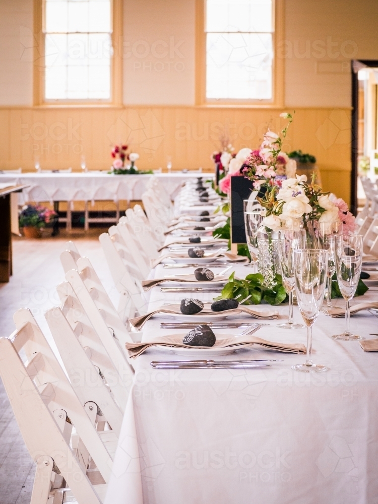 Wedding table setting awaiting the celebration - Australian Stock Image