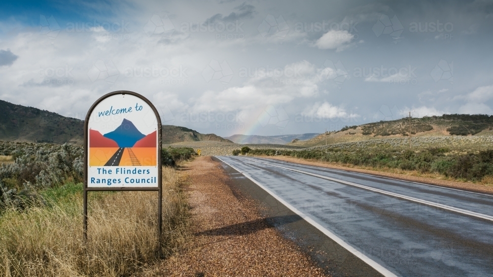 Welcome sign to the Flinders Ranges, South Australia - Australian Stock Image